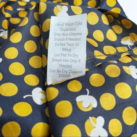 CAbi #183 Clover Dot gray & yellow silk top - Picture 8 of 8